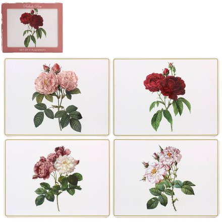 S/4 Redoute Rose Placemats, 29cm 