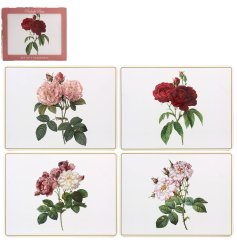 a stylish rose flower design set of 4 placmats 