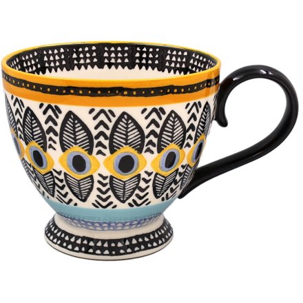 Patterned Hand Painted Footed Mug, 15cm 