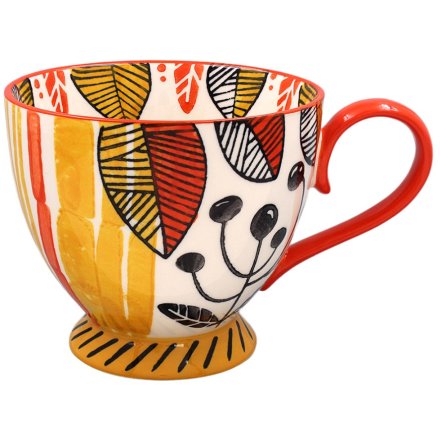 Patterned Hand Painted Footed Mug, 15cm 