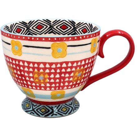 Footed Hand Painted Mug, 15cm 