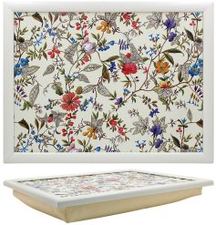 a stylish floral lap tary 