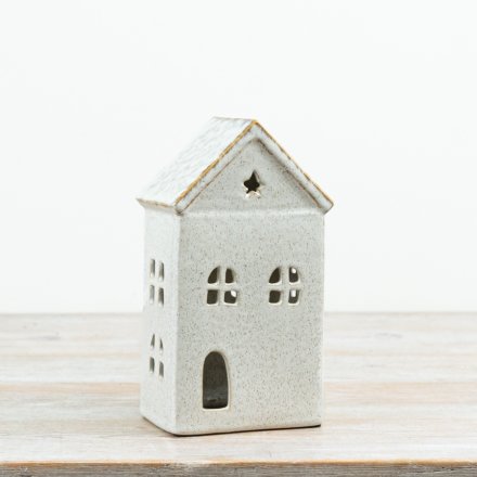CERAMIC T-LIGHT HOUSE, 21CM 