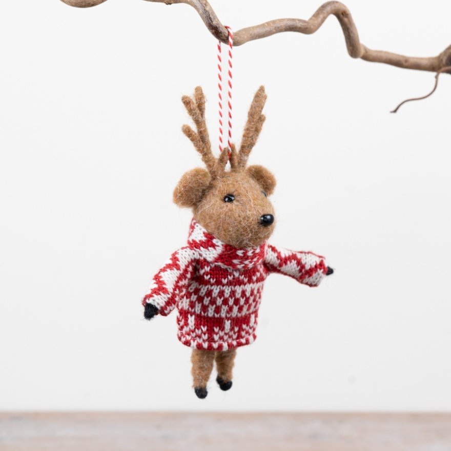 16cm Felt Deer Christmas Ornament