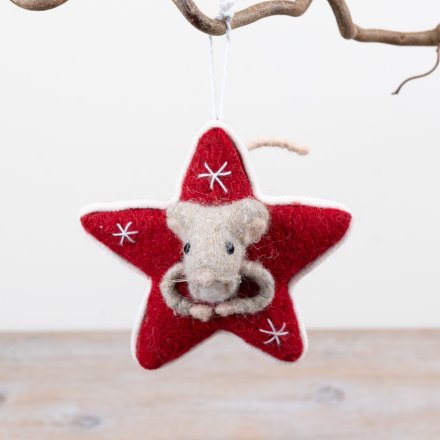 16cm Decorative Christmas Star Mouse Hanger