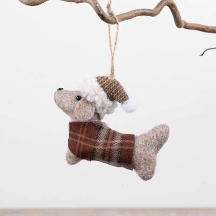 11cm Festive Felt Dog Hanger