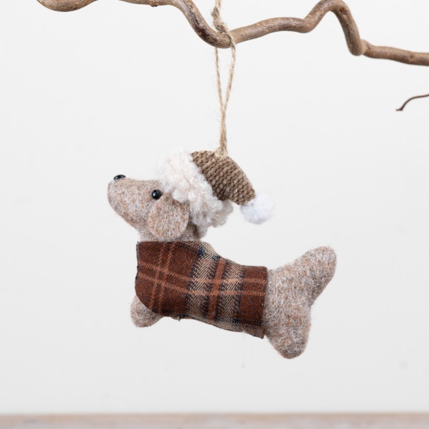 11cm Felt Dog Christmas Ornament