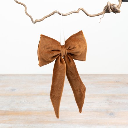 Caramel Velvet Bow, 30cm