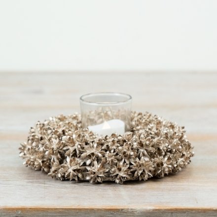 Champagne Decorative Candle Holder, 17.5cm 