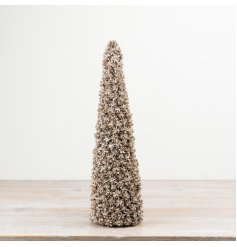 Craft festive charm with this dazzling gold glitter cone Christmas tree decoration.