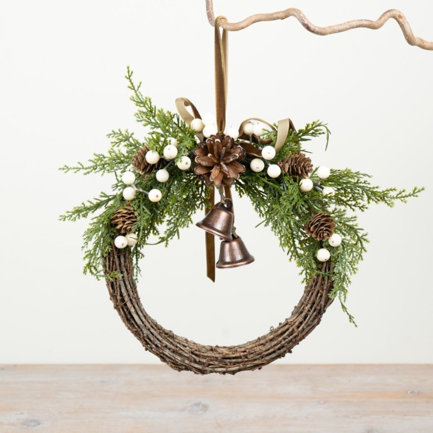 Winter Wreath W/Bells, 25cm
