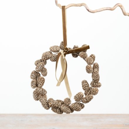 Champagne Pinecone Wreath, 19cm