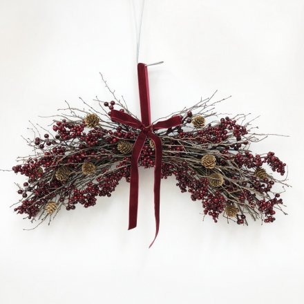 60cm Red Berry & Pinecone Hanging Decoration
