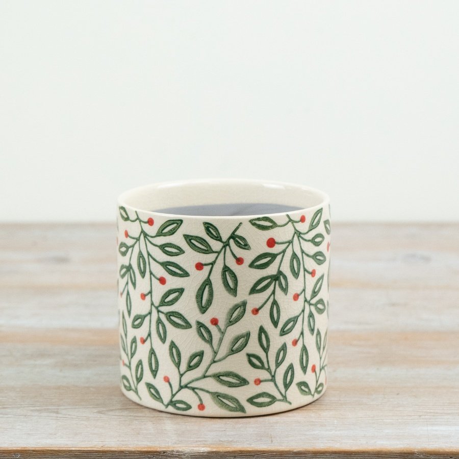14cm Ceramic Festive Foliage Planter