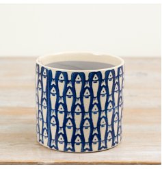 Add a touch of elegance to your space with this Blue Pattern Planter