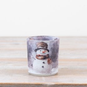 delightful tea light holder featuring a festive snowman design