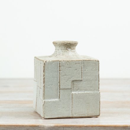 13cm Geometric Natural Ceramic Vase