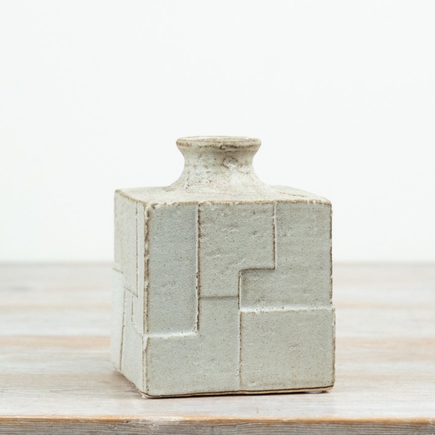 13cm Geometric Natural Ceramic Vase