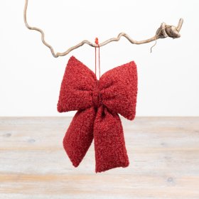 This 24cm decorative bow is crafted from beautifully textured bouclé fabric in a rich festive red.
