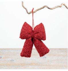 Lovely red fabric bow perfect for hanging on your tree.