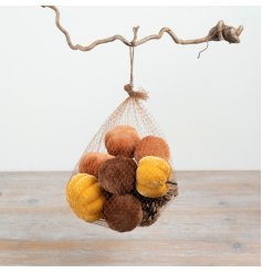 Bring warm autumn vibes to your space with this cozy Velvet Pumpkin and Pinecone set.