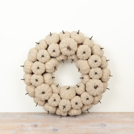 45cm Cream-Colored Pumpkin Wreath