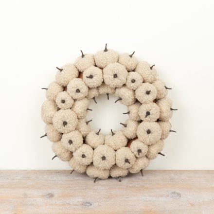 Cream Pumpkin Autumn Wreath, 38cm 
