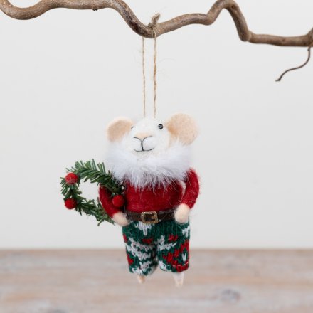 11.5cm Festive Fabric Mouse Hanger