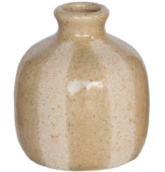 Add natural elegance to your space with this Ceramic Stripped Earthy Vase