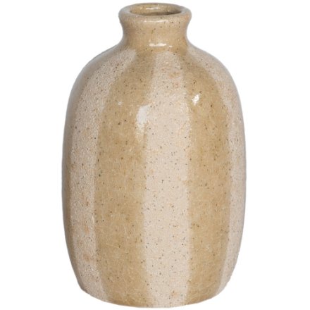 14.5cm Striped Ceramic Glazed Vase