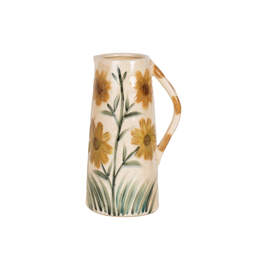 Glazed 23cm Sunflower Jug Vase