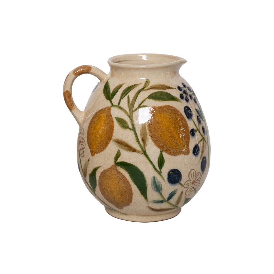 Glazed Lemon Jug Vase, 19.5cm