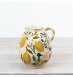 Brighten your space with this cheerful Lemon Glazed Ceramic Vase Jug.