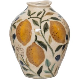 Add cheer to your room with this vibrant yellow ceramic vase shaped like a lemon.