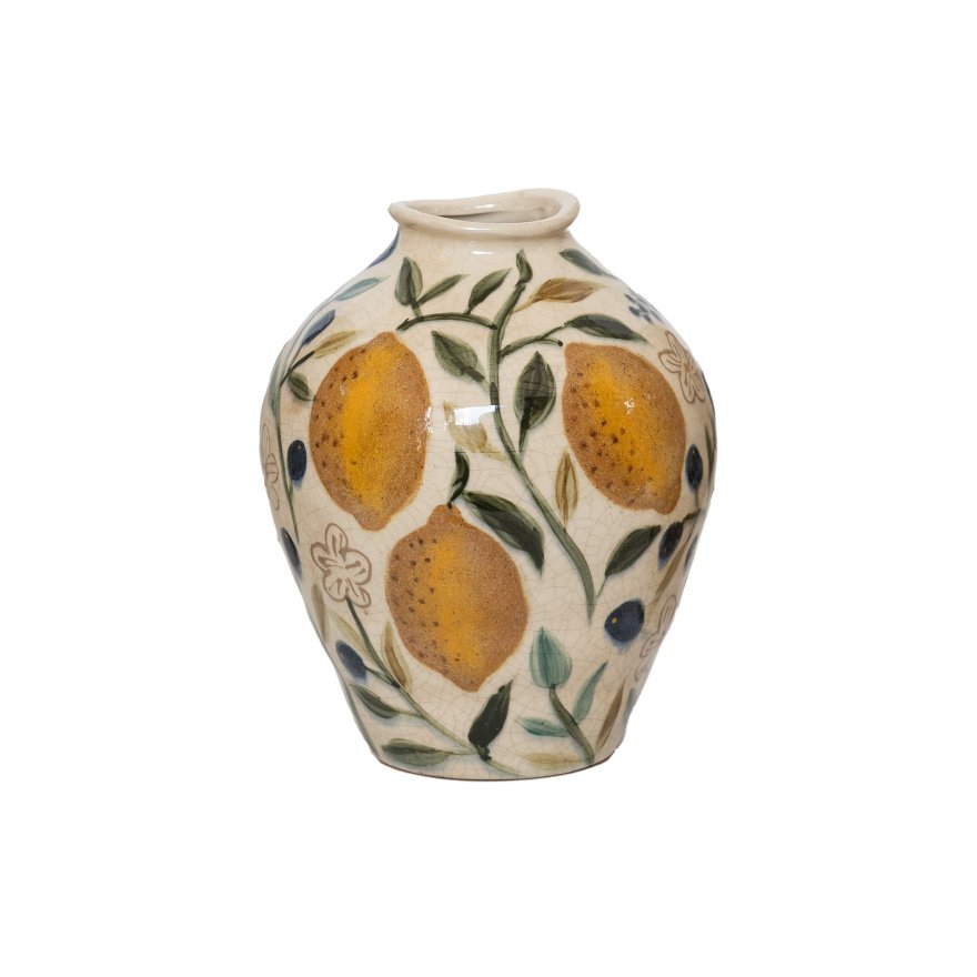 Ceramic Lemon Vase, 21.5cm 