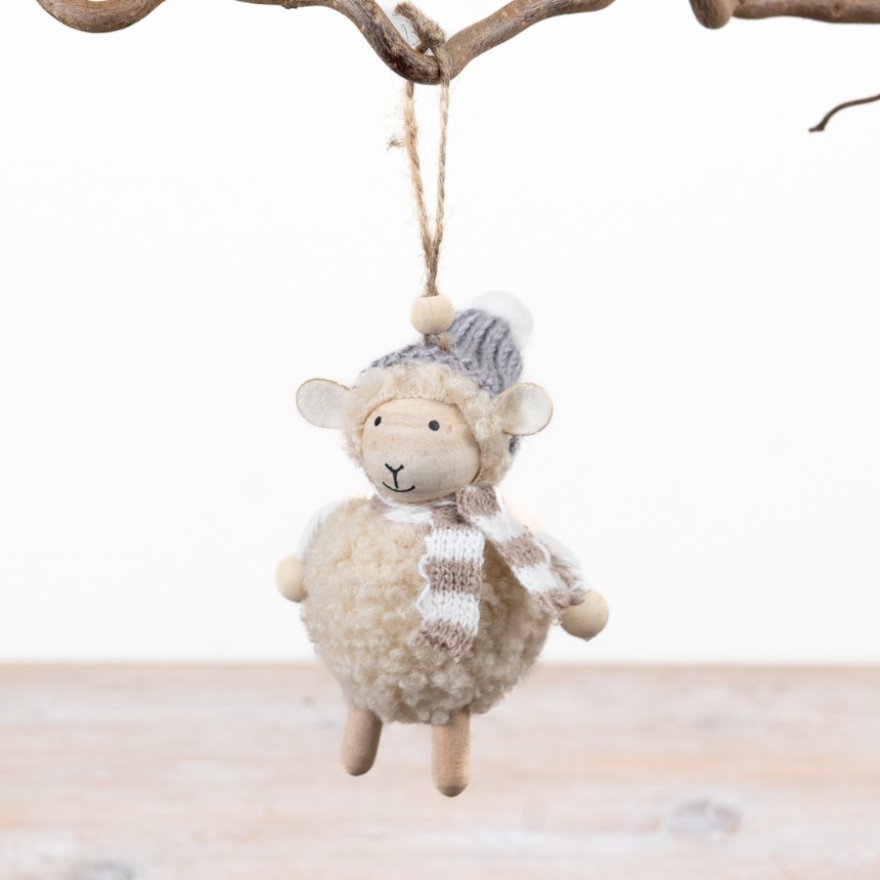 Cosy Winter Sheep Hanger, 10.5cm
