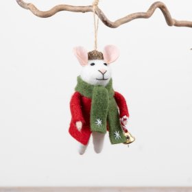 Add a whimsical touch to festive displays with this charming felt mouse hanging decoration.