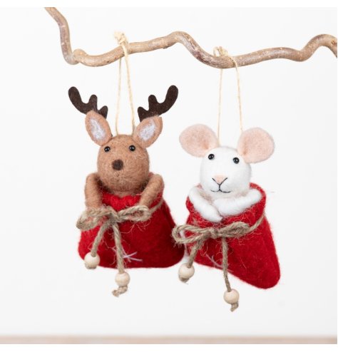 Enhance holiday decor with these charming, handcrafted felt hanging ornaments.