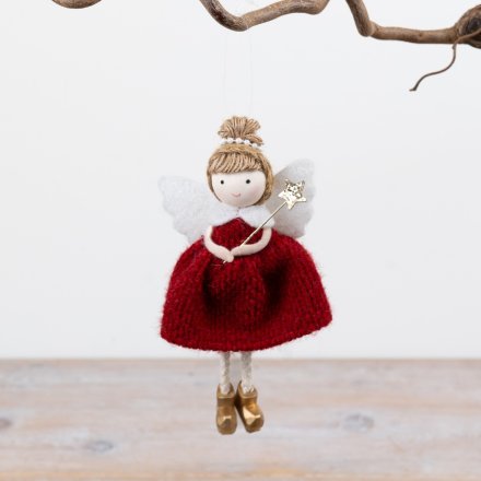 Bring festive charm to your decor with this lovely angel hanging ornament, perfect for seasonal displays.
