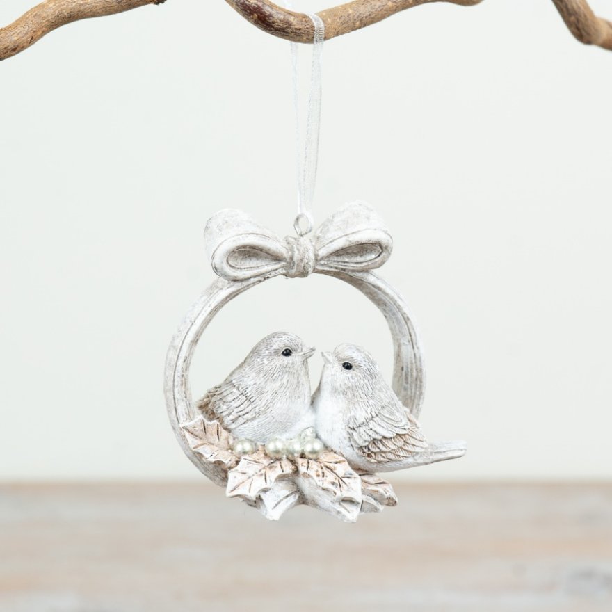 7.5cm Bird Hanging Bow Tree Deco