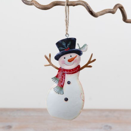 Metal Snowman Ornament Hanger, 13cm