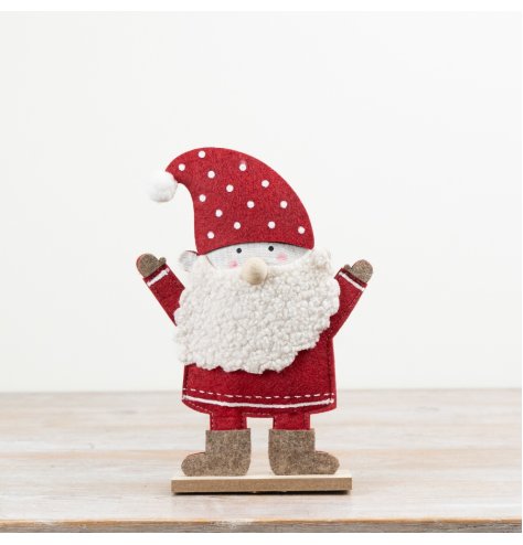 Brighten displays with this adorable felt Santa, perfect for adding festive cheer.