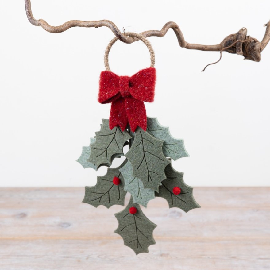 Felt Holly Hanger, 27cm 
