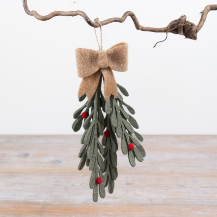 24cm Felt Holly Christmas Hanging Decoration