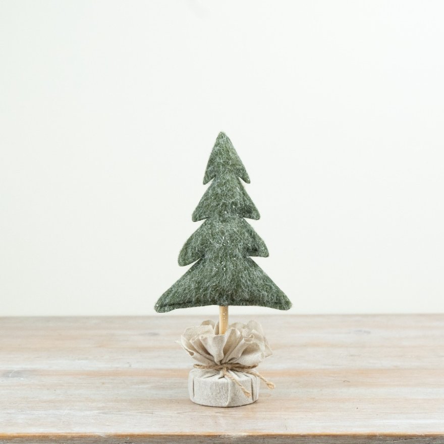 29cm Felt Christmas Tree Decoration on Wooden Base
