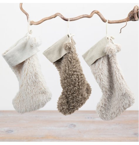 Chic polyester stockings available in cream, brown, and deep brown shades.