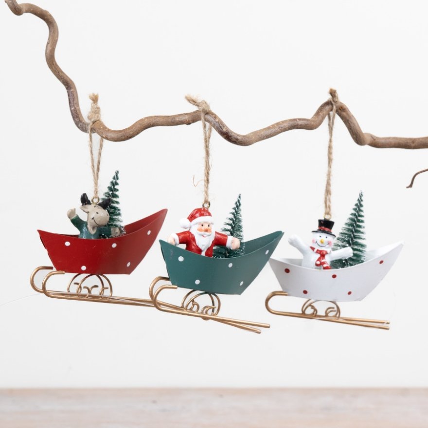 Christmas Character Sleigh Decorations