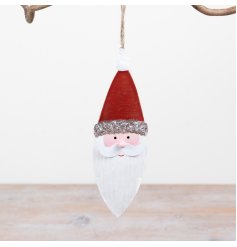 Bring seasonal cheer to your decor with this charming Santa head hanging ornament.