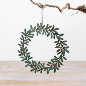 Add a subtle festive accent to seasonal displays with this decorative metal wreath hanger.