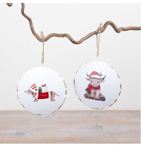 Bring festive charm to your displays with these delightful metal hanging ornaments.